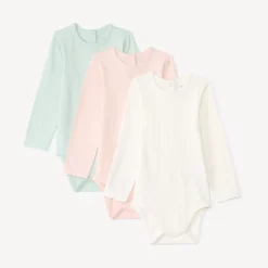 Set van 3 effen bodies met lange mouwen meisjes