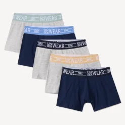 Set van 5 effen boxershorts jongens, jersey