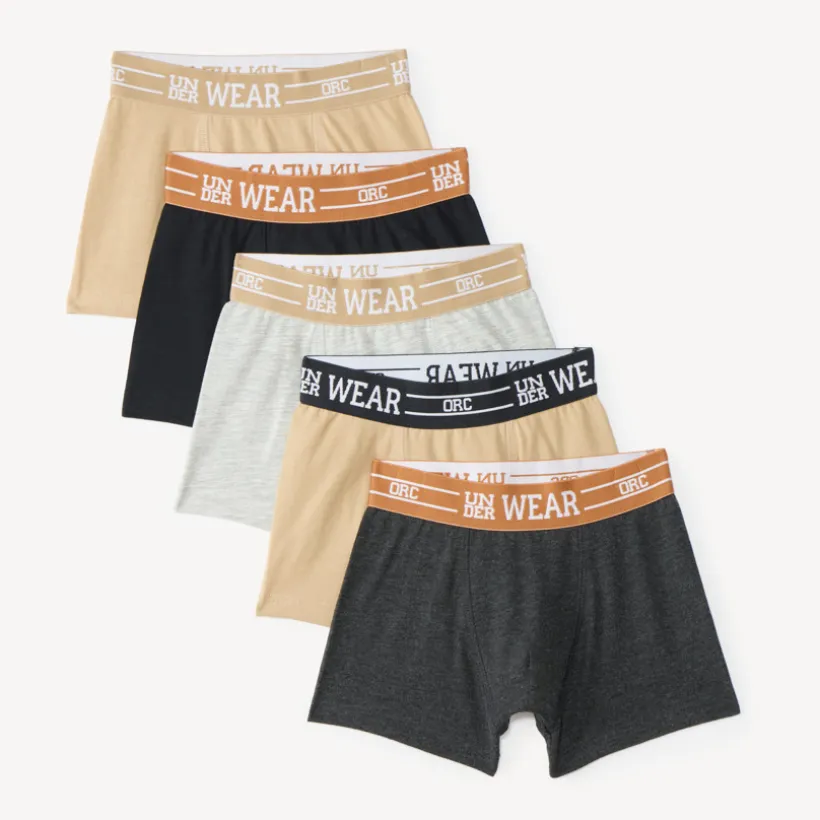 Set van 5 effen boxers jongens