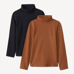 Set van 2 effen coltruien met ton-sur-ton puff print jongens
