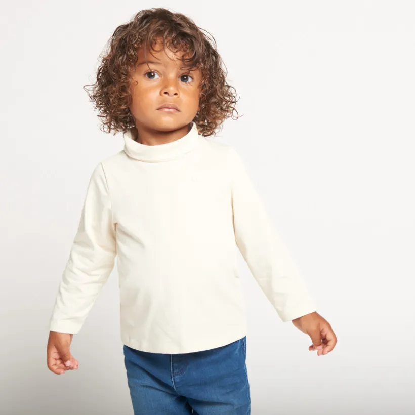 Set van 2 effen coltruien voor babyjongens met lange mouwen en borduursel op de borst