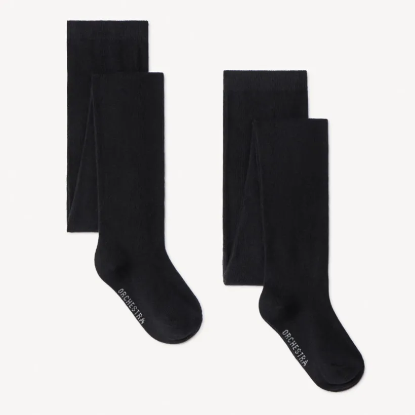 Set van 2 effen dikke panty's meisjes