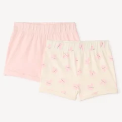 Set van 2 effen en gedessineerde jersey shorts meisjes.