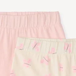 Set van 2 effen en gedessineerde jersey shorts meisjes.