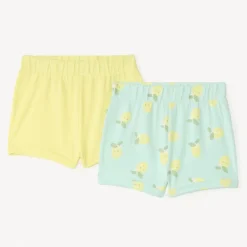 Set van 2 effen en gedessineerde jersey shorts meisjes.