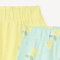 Set van 2 effen en gedessineerde jersey shorts meisjes.