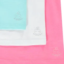 Set van 3 effen hemdjes meisjes met dunne bandjes en appelprint