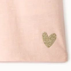 Set van 3 effen korte mouw t-shirts voor babymeisje met glitterprint gouden hartje