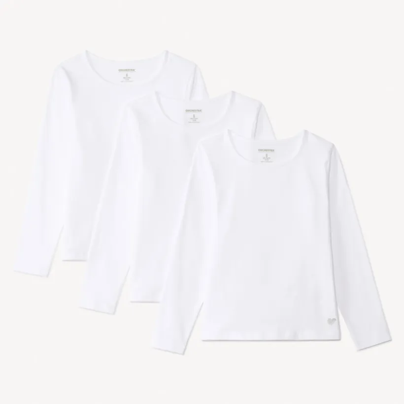 Set van 3 effen lange mouwen t-shirts meisjes