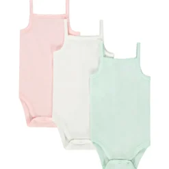 Set van 3 effen mouwloze bodies voor meisjesbaby