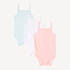 Set van 3 effen mouwloze bodies voor meisjesbaby