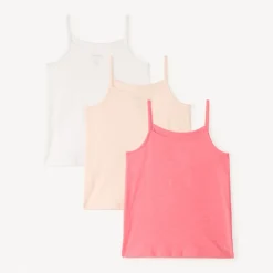 Set van 3 effen mouwloze onderhemdjes meisjes