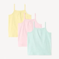 Set van 3 effen mouwloze topjes met dunne straps voor meisjesbaby's