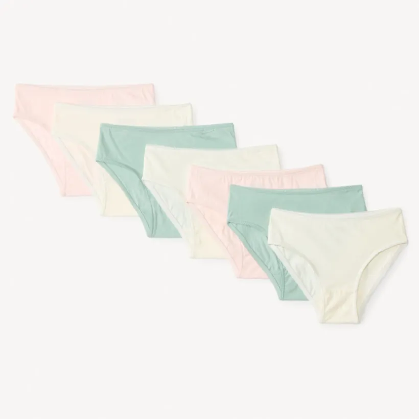 Set van 7 effen onderbroeken meisjes in jersey met elastische taille en pijpen