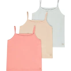 Set van 3 effen onderhemdjes met fijne schouderbandjes meisjes