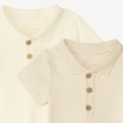 Set van 2 effen polo rompertjes voor babyjongen