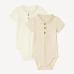 Set van 2 effen polo rompertjes voor babyjongen