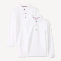Set van 2 effen poloshirts met lange mouwen jongens