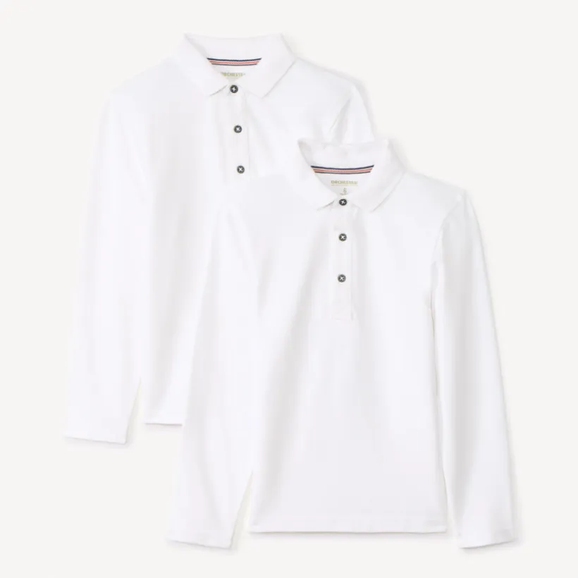 Set van 2 effen poloshirts met lange mouwen jongens