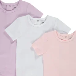 Set van 3 effen rompers met korte mouwen voor babymeisjes