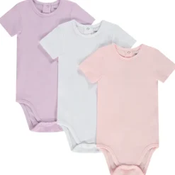 Set van 3 effen rompers met korte mouwen voor babymeisjes
