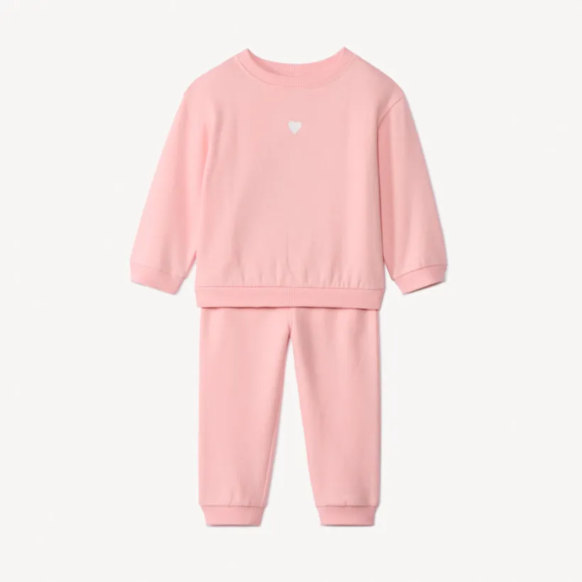 Set van effen sweatshirt en joggingbroek voor babymeisje in fleece stof