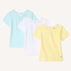 Set van 3 effen T-shirts met korte mouwen voor meisjesbaby's