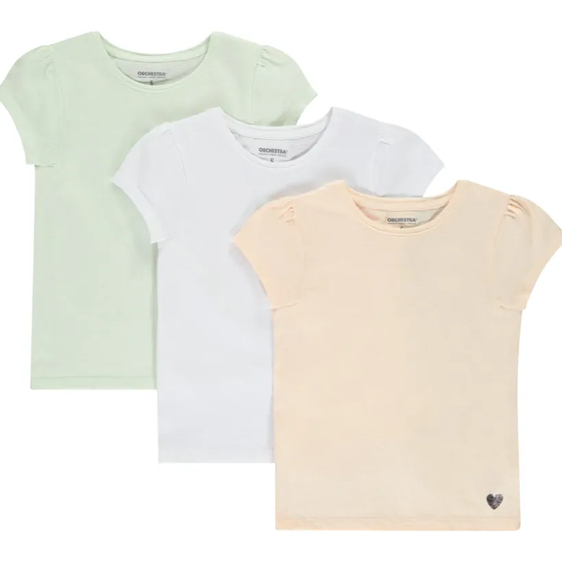 Set van 3 effen T-shirts met korte mouwen meisjes