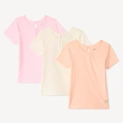 Set van 3 effen T-shirts met korte mouwen voor meisjesbaby's