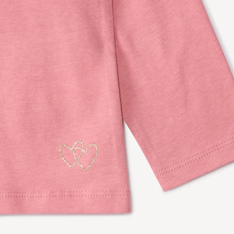 Set van 3 effen t-shirts met korte mouwen voor babymeisje, jersey, met gouden glitterhart