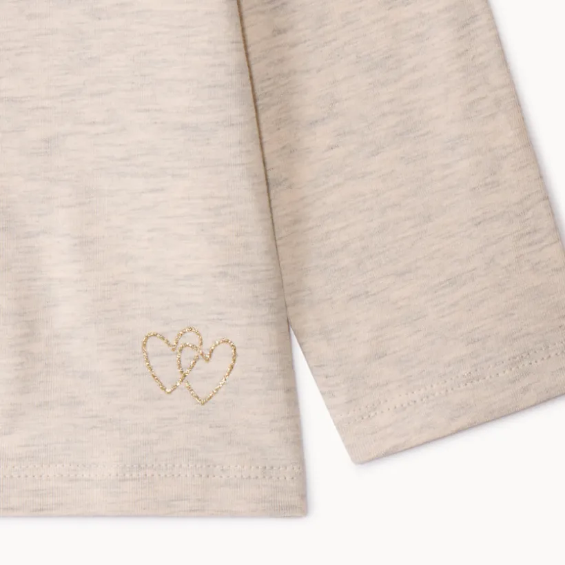Set van 3 effen t-shirts met korte mouwen voor babymeisje, jersey, met gouden glitterhart