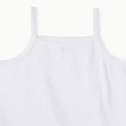 Set van 5 effen witte jerseyonderhemden met fijne bretellen meisjes