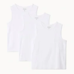 Set van 3 effen witte mouwloze onderhemden jongens