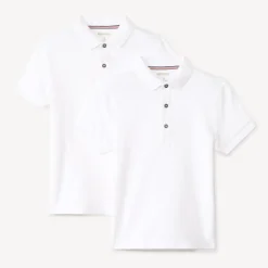 Set van 2 effen witte poloshirts met korte mouwen jongens
