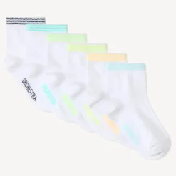 Set van 6 effen witte sokken met gekleurde details voor babyjongens