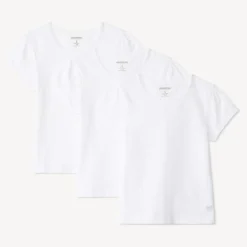 Set van 3 effen witte T-shirts met korte mouwen en zilveren foilhartprint meisjes