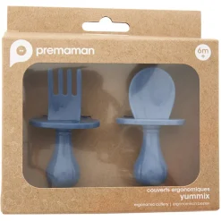 Set van 2 ergonomische Montessori Yummix bestek - Blauw