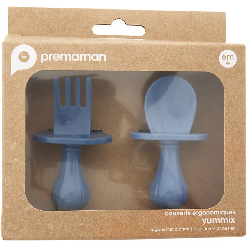 Set van 2 ergonomische Montessori Yummix bestek - Blauw