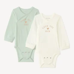 Set van 2 evoluerende baby longsleeve bodies