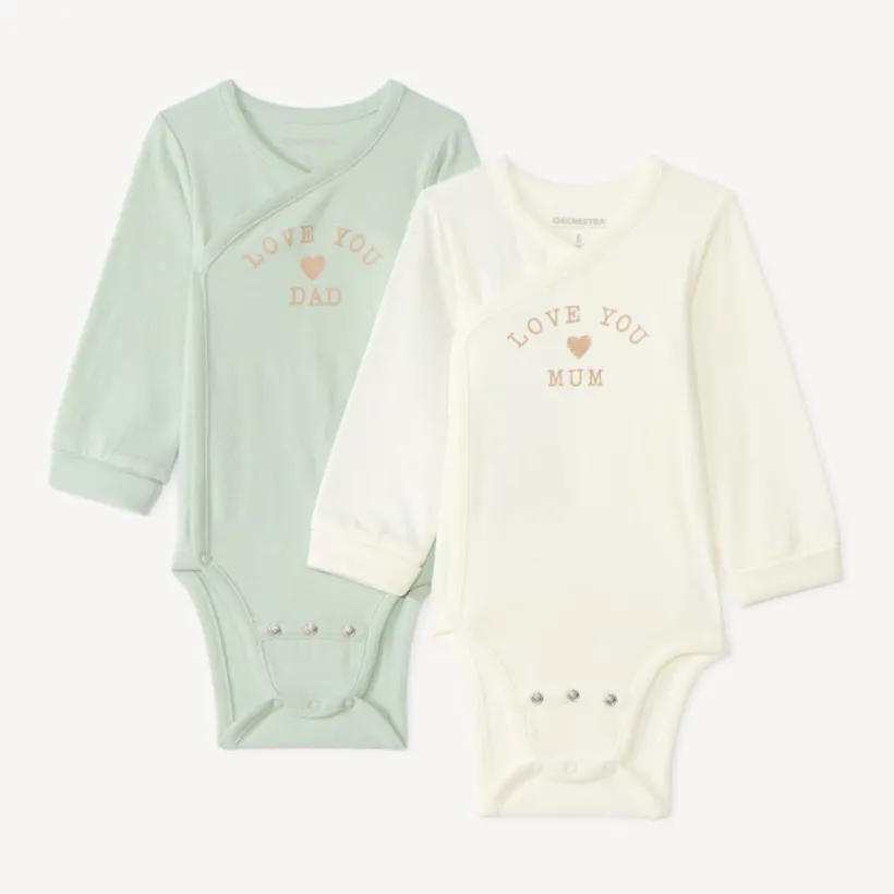 Set van 2 evoluerende baby longsleeve bodies