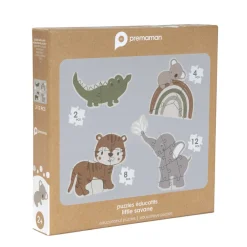 Set van 4 evoluerende dierenpuzzels van 2 tot 12 stukjes