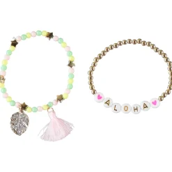 Set van 2 fantasie armbanden met parels meisjes