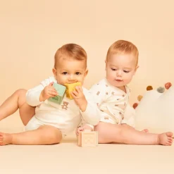Set van 2 fantasiebodies met berenprint voor baby’s met lange mouwen in jersey
