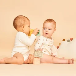 Set van 2 fantasiebodies met berenprint voor baby’s met lange mouwen in jersey