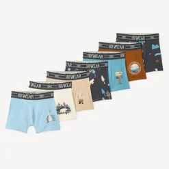 Set van 7 fantasieboxershorts jongens in jersey met elastische taille en jacquard letters