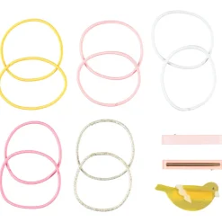 Set van 3 fantasie haarspeldjes + 10 effen elastiekjes voor meisjes