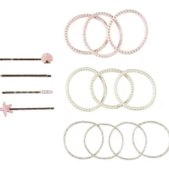Set van 4 fantasie haarspeldjes + 10 elastiekjes meisjes