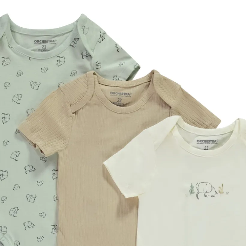 Set van 5 fantasie korte mouwen bodies voor baby
