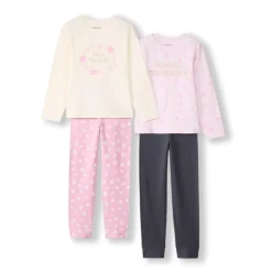 Set van 2 fantasie lange pyjama's in jersey meisjes