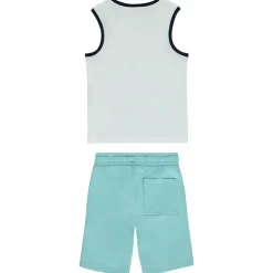 Set van fantasietop + eenkleurige fleece short voor jongen